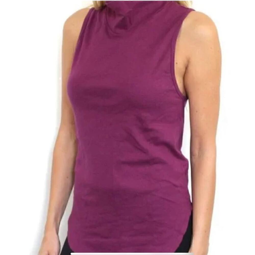 NWOT Free People Knit Sleeveless Turtleneck Top Pullover Magenta Women's Medium